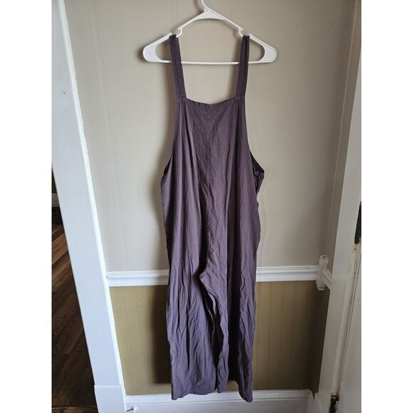 Boho Lagenlook Women Overalls L Large Wide Leg Casual Bib 100% Cotton Jumpsuit - Picture 8 of 8